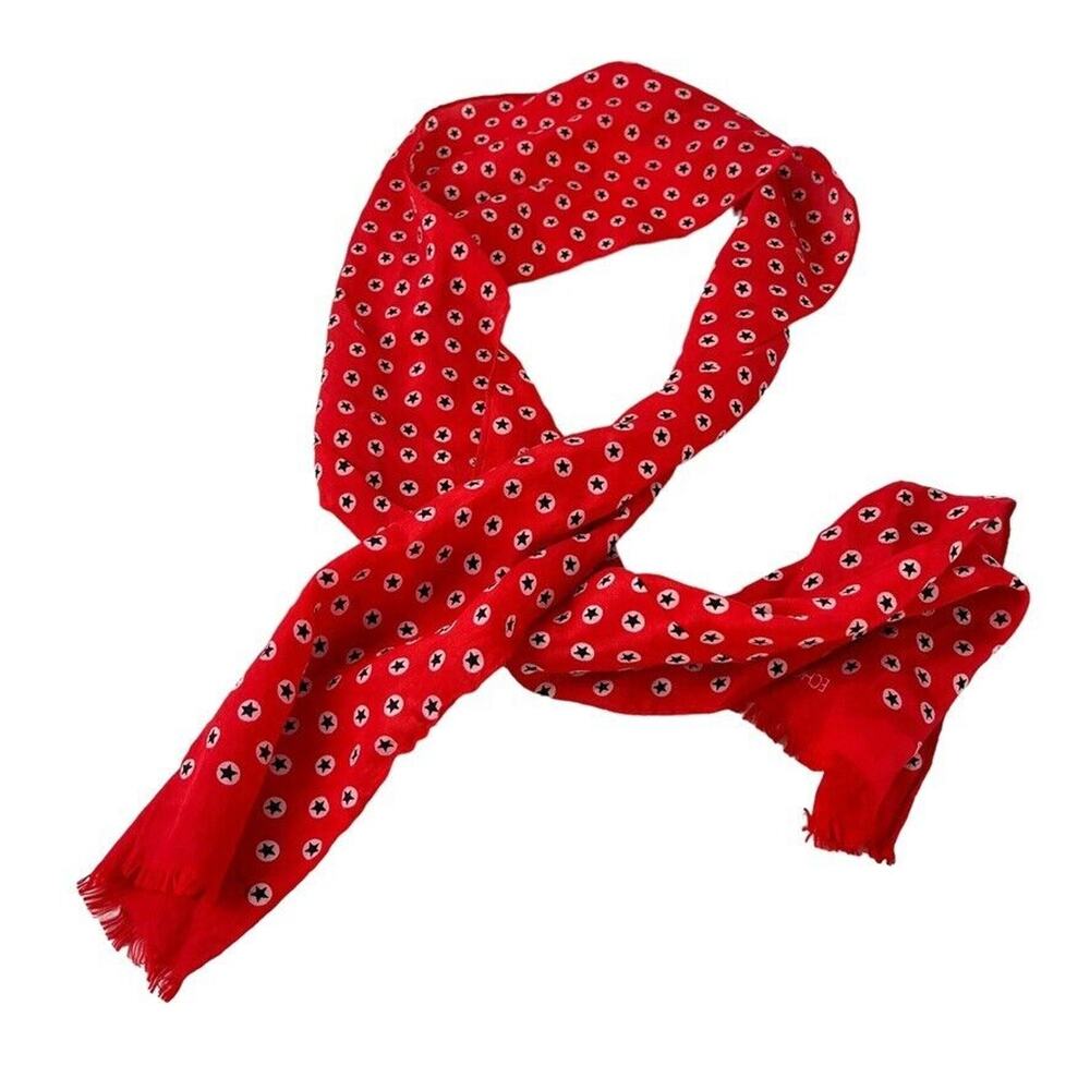 Echo Womens Red White Blue Star Print Scarf Head Wrap Lightweight 50"x5"